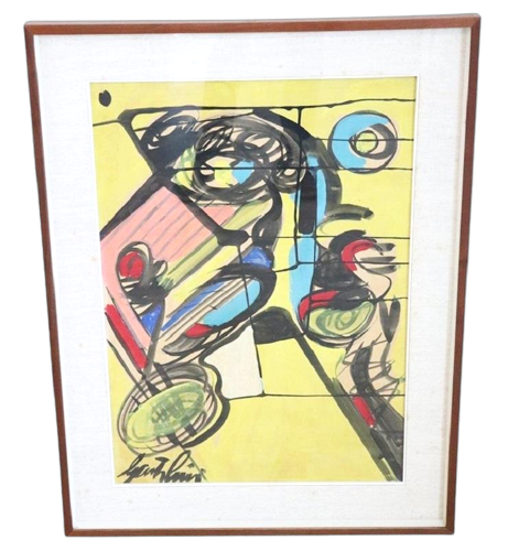 Aldo Gentilini - signed acrylic painting on cardboard from the 1960s