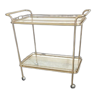 Metal cocktail trolley with glass tray tops, Italy 1970s