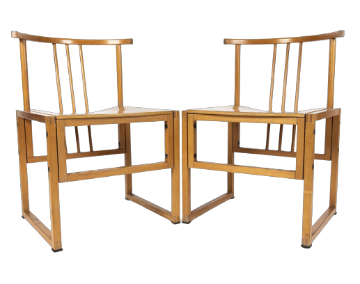 Pair of square Bernini chairs in beech                
                            