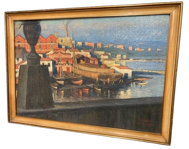 Golfo di Taranto - dipinto di Dante Canasi, olio su faesite del 1925                            