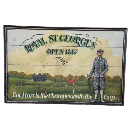 Vintage hand-decorated wooden golf course sign                