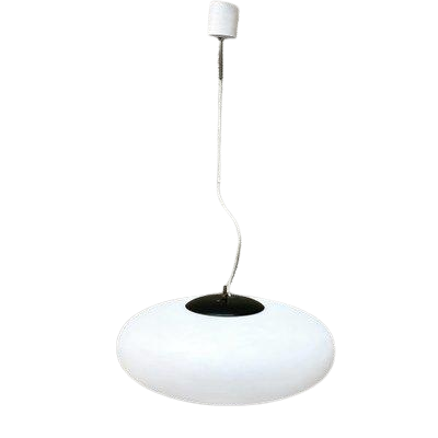 Suspension lamp in white glass, Italy 1950s