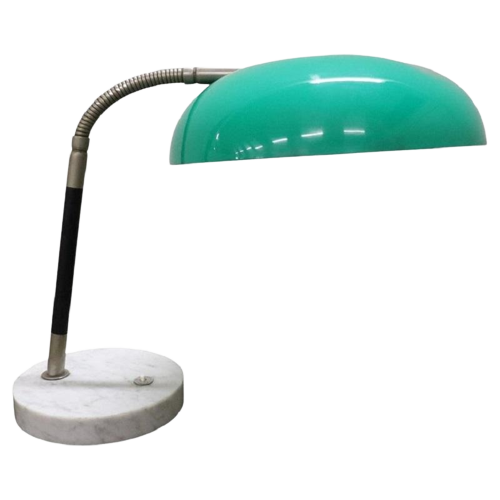 Lampada da tavolo design Stilux in vetro acrilico, ottone e marmo, anni '60                            