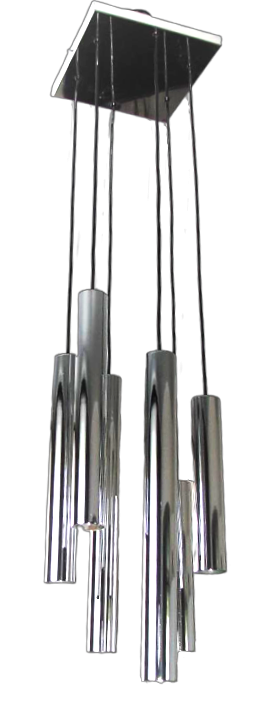 Cascade chandelier with chromed steel tubes, 1970s               