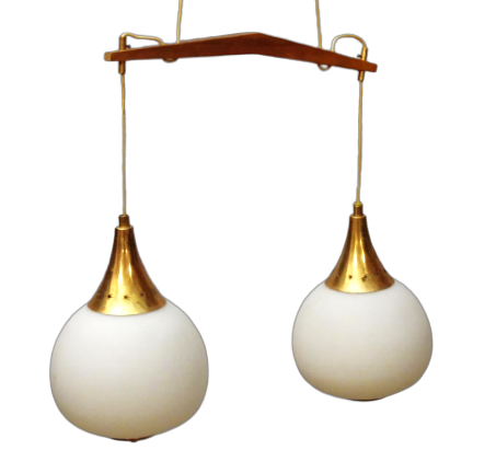 Stilnovo chandelier from the 1950s with two spheres