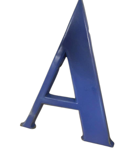 Blue terracotta letter A, 1940s