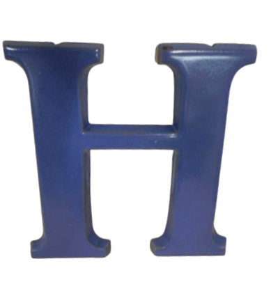 Blue terracotta letter H, 1940s