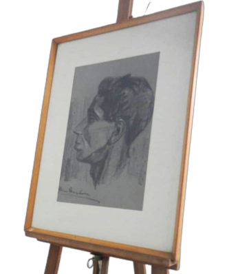 Mina Anselmi - Dipinto ritratto d'uomo di profilo                            