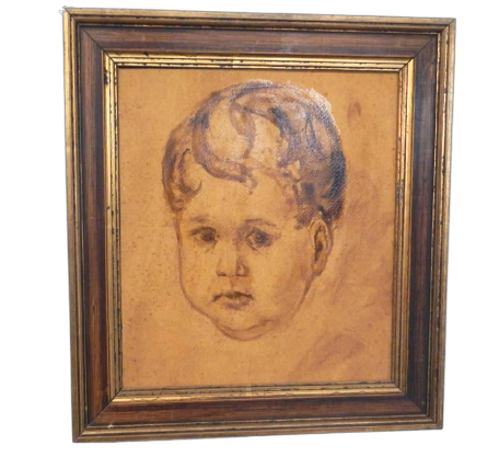 Mina Anselmi - dipinto ritratto di bimbo ad olio                             
