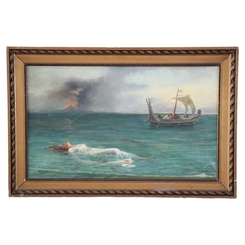 Signed surrealist oil painting on canvas, 20th century
