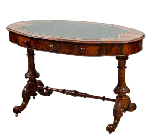 Antique Victorian English walnut briar desk from the 19th century     