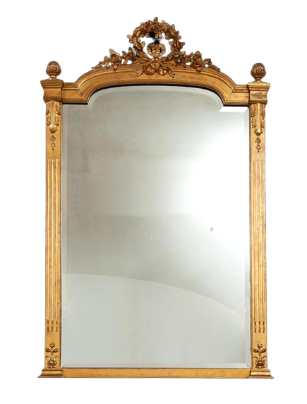 Specchiera antica Napoleone III Francese in legno dorato e intagliato                            