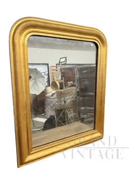 Antica specchiera dorata da appoggio dell'800                            