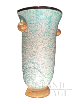 Applique singola a vaso di Stefano Toso in vetro di Murano azzurro                            