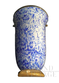 Applique singola a vaso di Stefano Toso in vetro di Murano blu                            