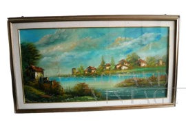 Armando Ballanti - dipinto con paesaggio lacustre                            