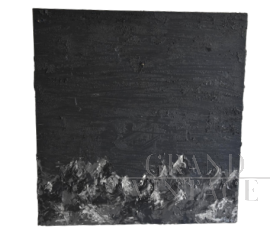 Black Mountains -  dipinto di Andrea Busnelli, acrilico stucchi e sabbia su tavola                            