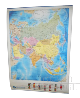 Cartina vintage dell'Asia di Vallardi Industrie Grafiche, 199496