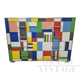 Cassettiera in vetro multicolore con 4 cassetti                            