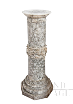 Colonna antica Romana in alabastro fiorito                            