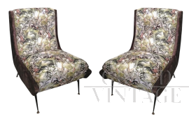 Coppia di poltrone vintage anni '50 in tessuto jungle