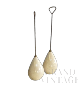 Coppia di fermaporta design di Luigi Caccia Dominioni in marmo bianco                            