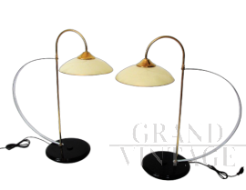 Coppia di lampade da tavolo minimaliste vintage anni '70                            