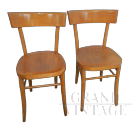Coppia di sedie da bistrot vintage in legno di faggio, 1950