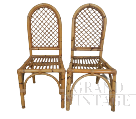 Coppia di sedie vintage in bamboo anni '70