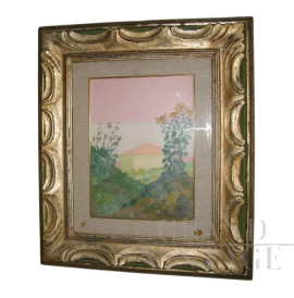 Giuseppe Innocenti - dipinto ad olio con paesaggio di campagna