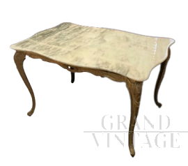 Grand Vintage -Tavolino stile barocco anni '60 con piano in marmo