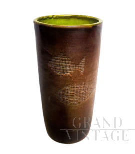 Grande vaso vintage porta bastoni in ceramica di Alessio Tasca, anni '50