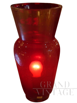 Lampada a vaso rosso Seguso in Vetro di Murano