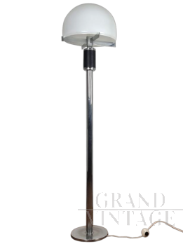 Lampada da terra anni '60 in acciaio cromato e vetro