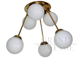 Lampadario modernariato anni '60 in stile space age a 6 luci