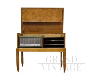 Mobile con giradischi vintage in radica                            