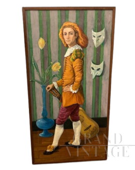 Omaggio a Watteau - dipinto con fanciullo in costume di L. Palermo, 1981                            