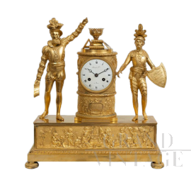 Orologio antico Impero in bronzo dorato con re Carlo X                            