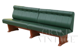 Panca da parete in stile vintage in pelle verde                            