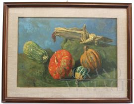 Dipinto ad olio Natura Morta con Zucche di Walter Morselli