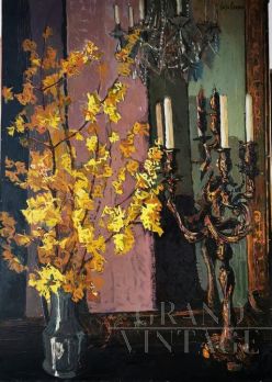Dipinto Natura Morta di Julio Serrano, olio su tela, anni '50