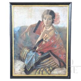 Ritratto di giovane donna, dipinto di Ina Maud Sheldon Williams anni ’30, gessetti su carta
