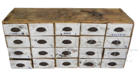 Cassettiera da drogheria vintage anni '50