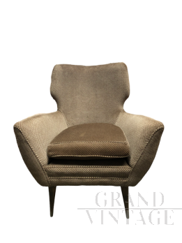 Poltrona Art Déco in velluto beige