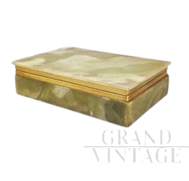 Scatola portagioie vintage in onice verde, Italia anni '60                            