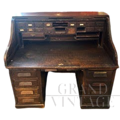 Scrivania texana anni '20 con chiusura a serrandina                            