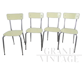 Set di 4 sedie in formica gialla, anni '70                            