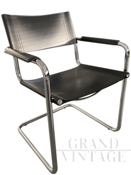 Set di 8 sedie cantilever di Matteo Grassi in pelle nera