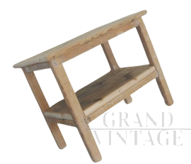 Sgabello o tavolino vintage rustico in abete anni '60                            
