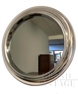 Specchio cromato vintage rotondo anni '60